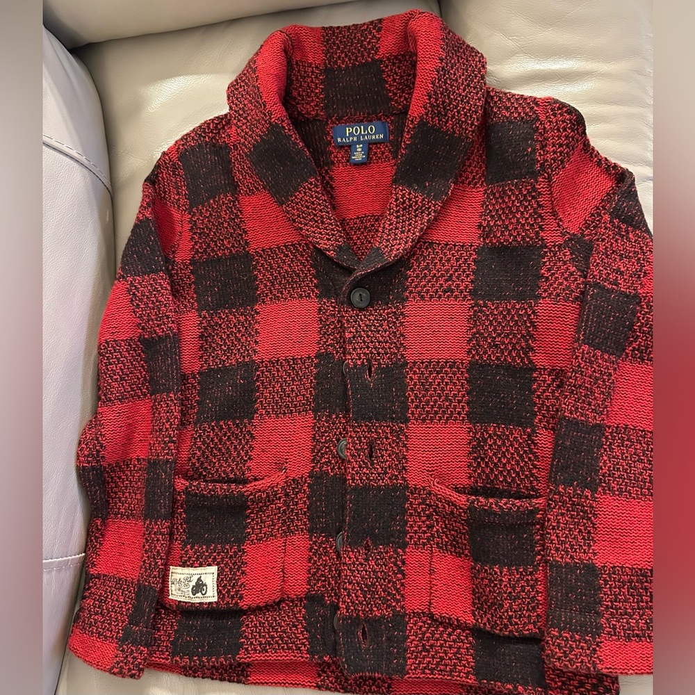 Polo Ralph Lauren Red & Black Button Down Sweater Boys Size 8